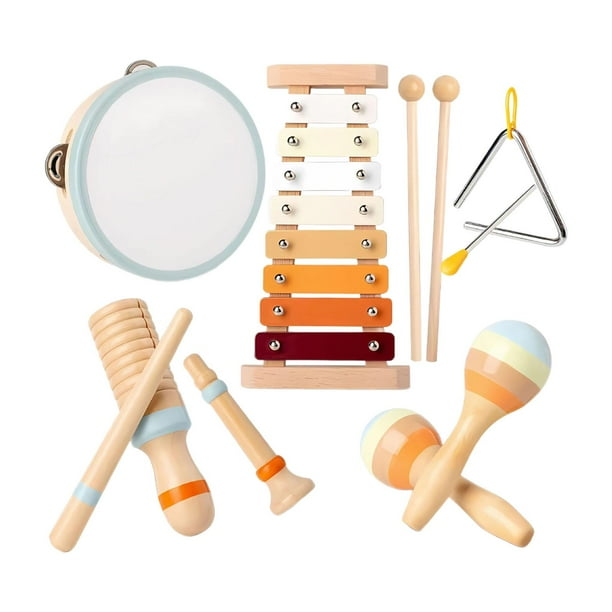 Instrumentos musicales para bebés, juguete rítmico con reconocimiento de , juguete sensorial con sonda de madera para regalo de cumpleaños,