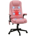 thumbnail image 4 of HOMCOM High-Back Massage Office Chair, Heated Reclining Computer Chair with Remote, Pink, 4 of 6