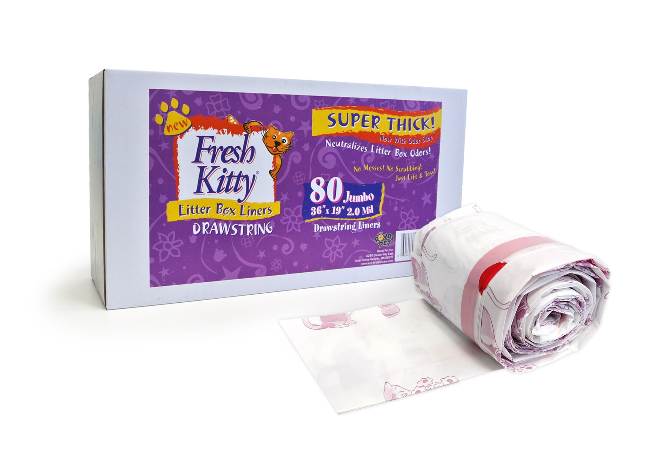 Fresh Kitty 80ct Super thick DS litter box liners 36"x19"