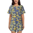 thumbnail image 1 of Fotbe Cartoon Submarines Conjunto de Pijama Estampado para Mujer, 2 Piezas, Ropa de Dormir con Camiseta de Manga Corta y Shorts Suaves-Small, 1 of 6