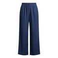 thumbnail image 5 of ZToonmas Womens Linen Asymmetric Wrap Wide Leg Pants High Waist Wooden Buttons Hidden Elastic Waist Loose Straight Long Casual Pants, 5 of 6