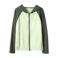thumbnail image 2 of MKOSPLRT Kid's Zip Up Hooded Sun Shirt Long Sleeve Color Block Ice Silk Jackets Casual SPF UV Protection Raglan Jackets with Pocket 4-16Y, 2 of 5