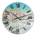 thumbnail image 2 of Designart 'Country Road In Winter Landscape With Temple' Traditional Wall Clock, 2 of 5