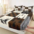 thumbnail image 3 of Feelyou Wildlife Bear Teens Queen Sheet Sets, Vintage Buffalo Plaid Flat Sheet, Rustic Farmhouse Theme Queen Fitted Sheet, Luxury Bedroom Decor, 4-Piece, 3 of 7