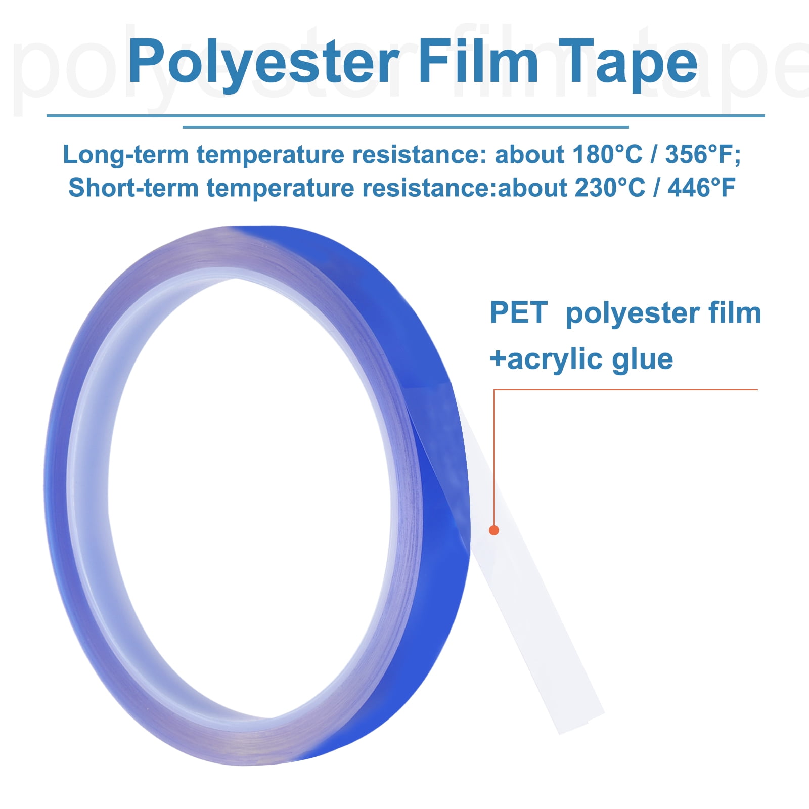 4 Rolls Blue 0.8 Inch x 36 Yards PET Film Electrical Tape 20mm x 33m