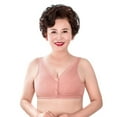 thumbnail image 1 of Plus Size Breathable Bra for Middle Age Women Lightly Padded Wire Free Bra Lace Cotton Bralette, 1 of 9