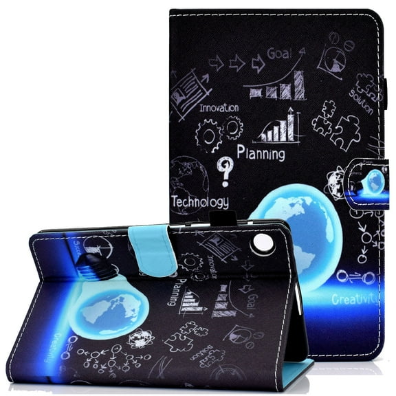 Galaxy Tab A8 10.5 Inch Case with Pen Holder, SM-X200/SM-X205 Wallet Cover, Allytech Premium PU Leather Protective Anti-Slip Stand Case with Auto Sleep/Card Holder for Samsung Tab A8 2021, Light Bulb