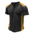 thumbnail image 1 of Men'S Printed T-Shirt Outdoor Retro Button Loose Short Sleeve Top S, 1 of 3