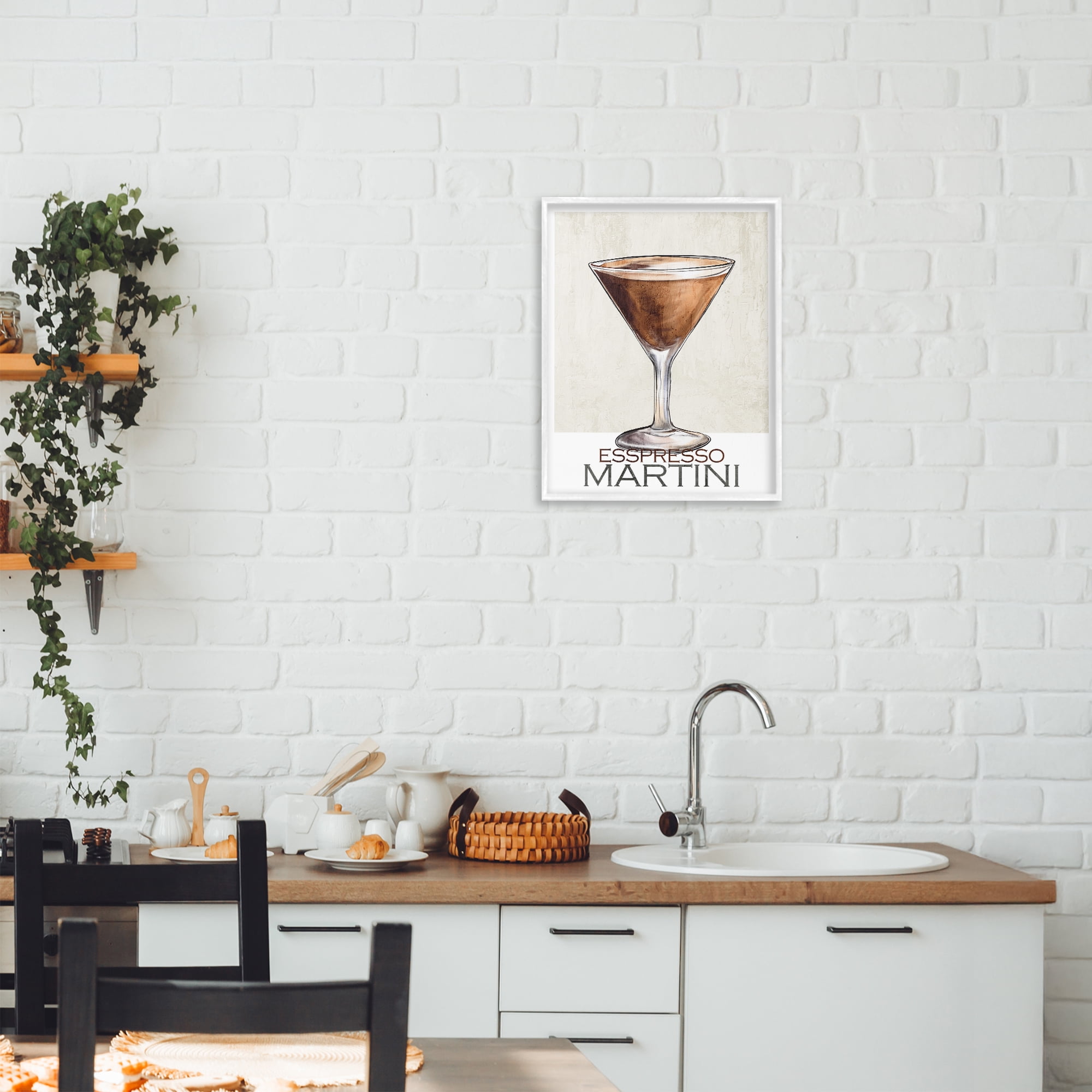 Stupell Industries Sophisticated Espresso Martini White Framed Giclee Art, design by Kim Allen