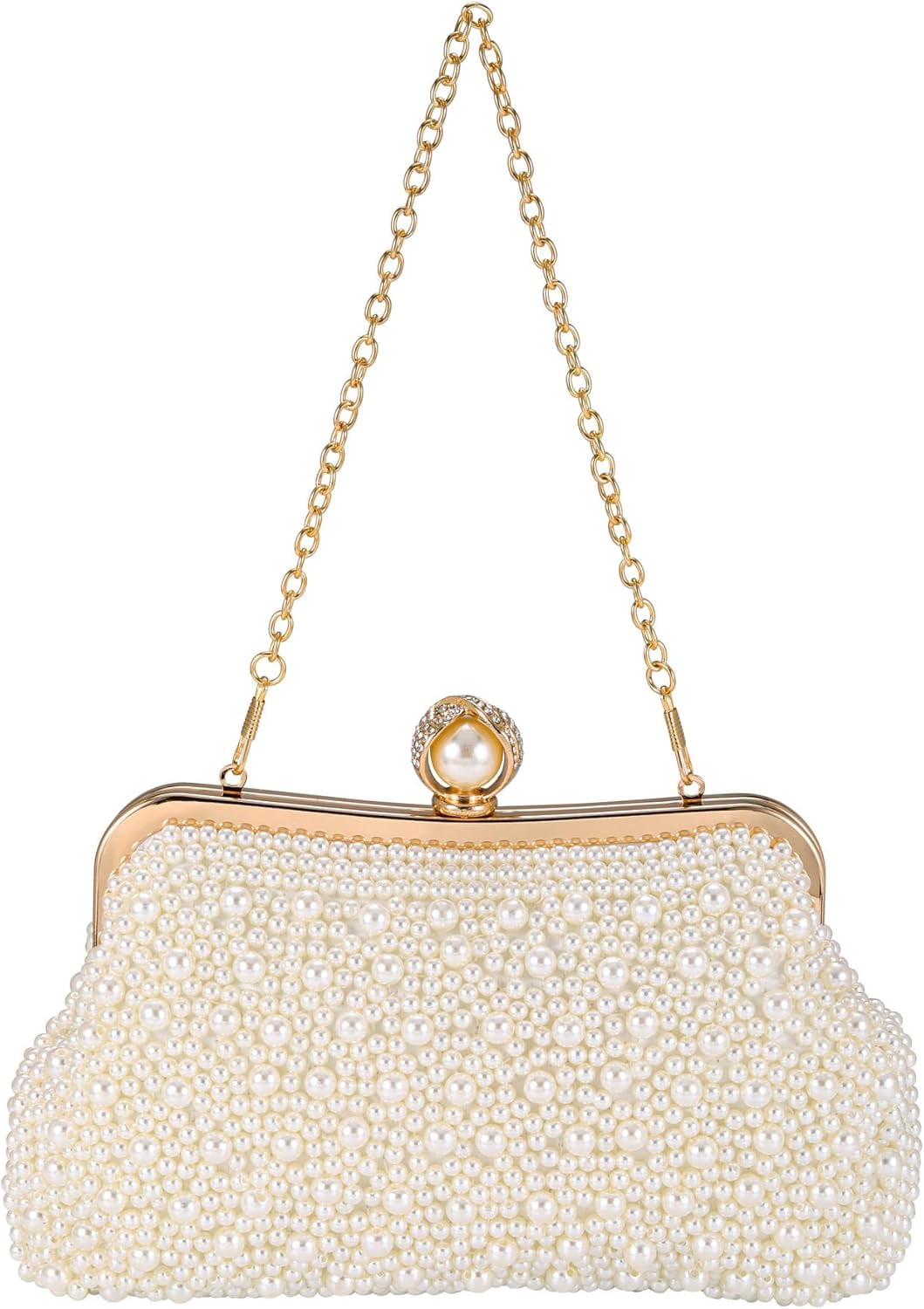 YooGuoGuo Pearl Clutch Purses for Women Evening Handbag Wedding Bridal Crossbody Bag for Party