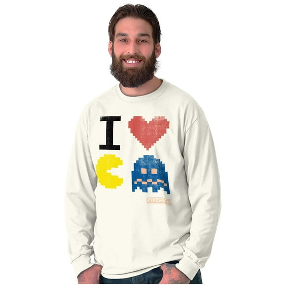 Pixelized Retro Game I Heart PACMAN Long Sleeve TShirt Men Women Brisco Brands 2X