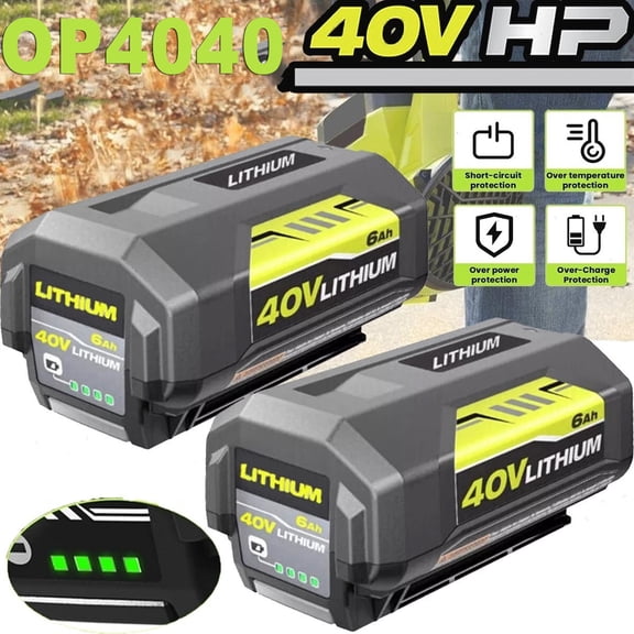 2Pack Replacement for Ryobi 40V Battery 6.0Ah OP40601 OP4075A OP40261 OP4040 OP4050A Compatible with Ryobi 40Volt Battery Cordless Tools