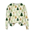 thumbnail image 6 of larppty Women's Ugly Christmas Sweaters Cute Christmas Tree Long Sleeve Crewneck Sweatshirts Casual Oversized Pullover Tops （Khaki, M）, 6 of 6
