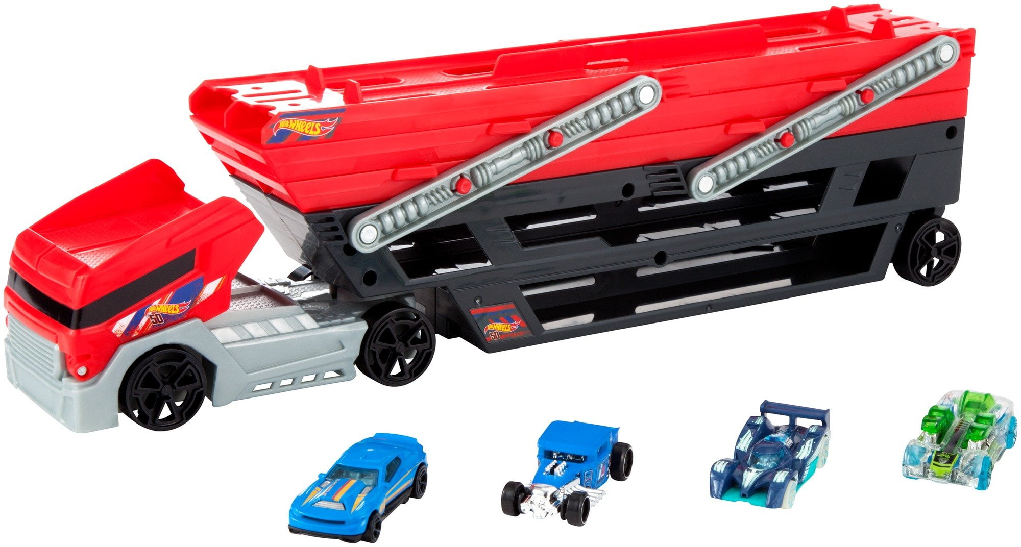Mattel Hot Wheels GWT37 Mega Hauler Truck mit Platz für 50 Autos 