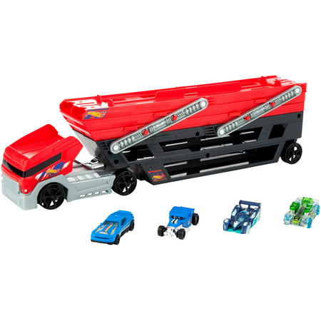 Hot Wheels Mega Hauler and 4 Cars Set, Mega Hauler Truck-4