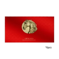 2026 Year of the Horse Festival-Themed Red Envelopes, 6-Pack Traditional Blessing Cards, Good Luck Money Holders for Lunar New Year Celebrations, Cultural Gift Giving Essentials