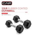 thumbnail image 4 of CAP Barbell, 12lb Coated Rubber Hex Dumbbell, Pair, 4 of 6