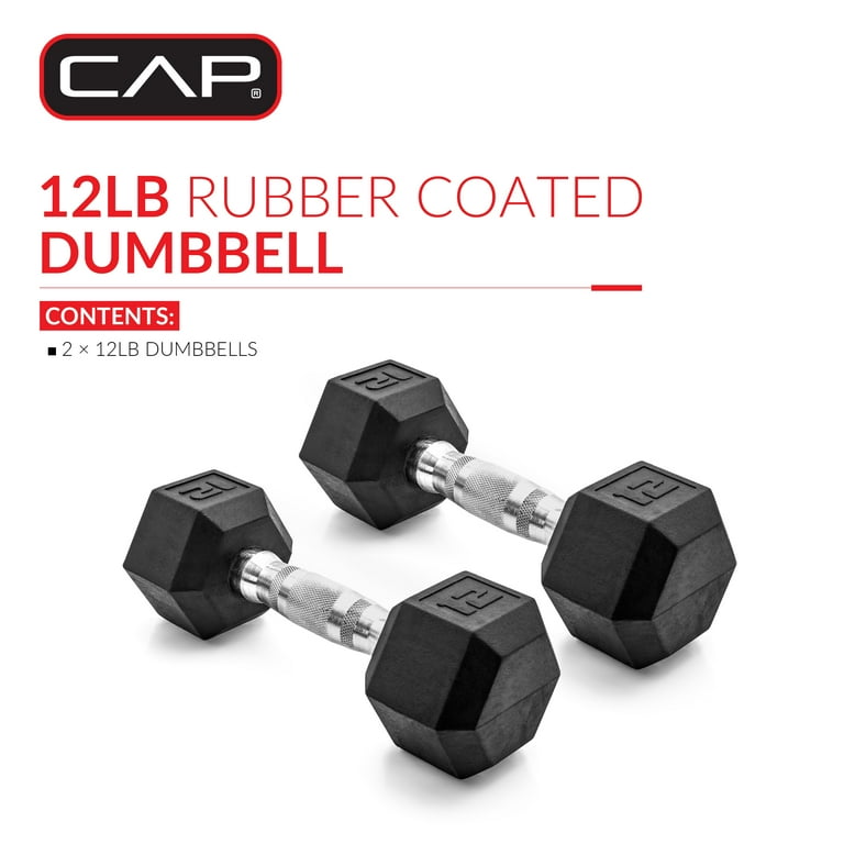 CAP Barbell 12lb Coated Rubber Hex Dumbbell Pair Walmart