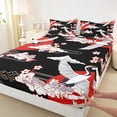 thumbnail image 3 of Homewish Cartoon Crane Animal Bed Sheets, Japanese Cherry Blossoms King Sheets, Tokyo Cloud Sun Sheet Set, Breathable Home Decor, 4pcs, 3 of 7