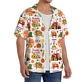 thumbnail image 2 of KLL Fall Farm Pumpkin Print Men's Shirt Short Sleeve Button Down Summer Cuba Beach Shirts- Large, 2 of 5