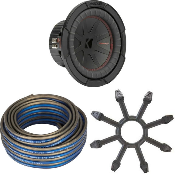 Kicker 48CWR82 CompR 8" Subwoofer, DVC, 2-ohm - Includes Speaker Wire & Grill