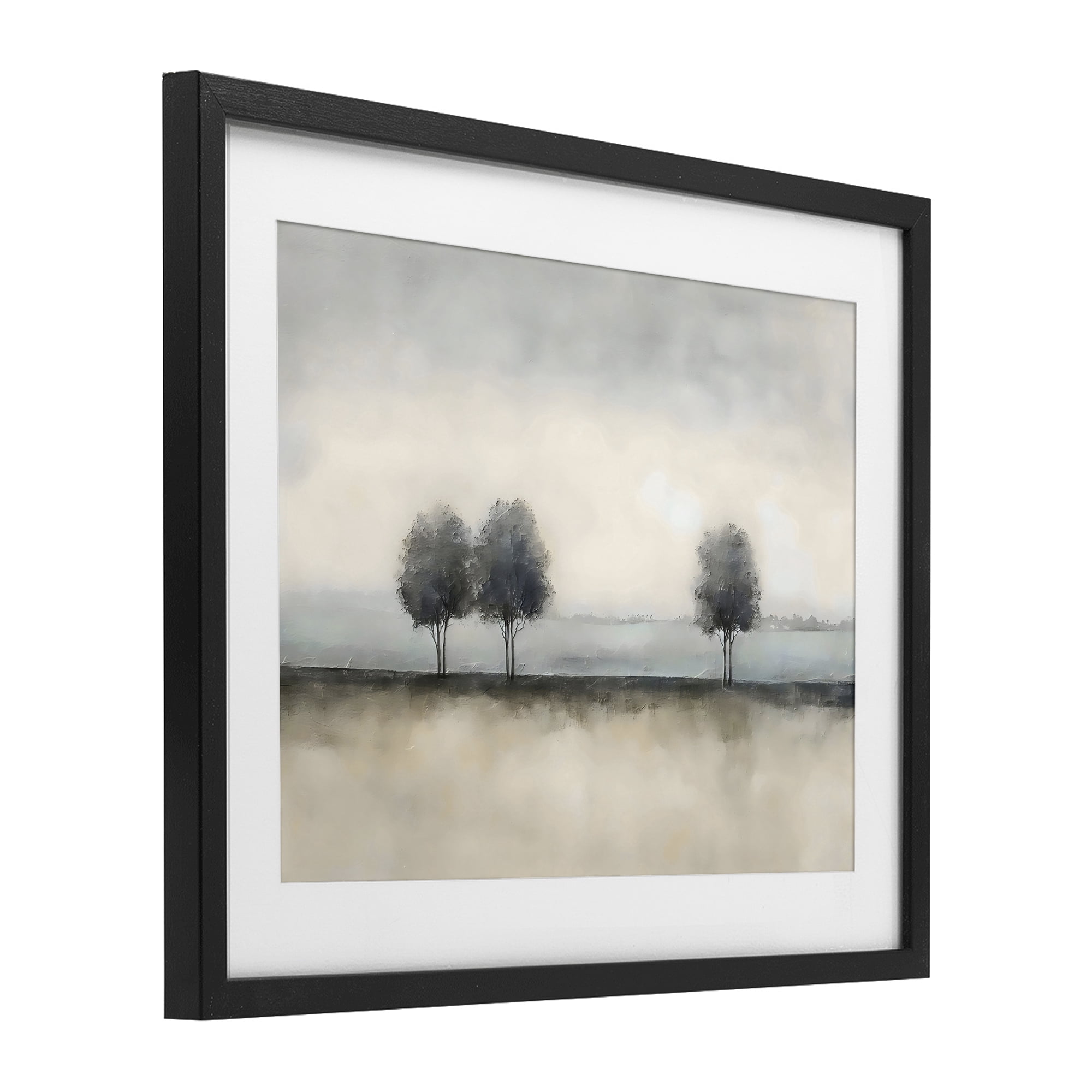 Stupell Industries Muted Trees Horizon Black Framed Print Under Glass, design by Riley B