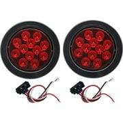 MaxxHaul 50586 Pair of LED 4" Round Stop Turn Tail Indicator Lights with Black Rubber Grommet for 12V DC RV's, Trailers, Caravans, Boats, and Trucks