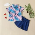 thumbnail image 2 of Fesfesfes Cute Boy Outfits Toddler Baby Boys Fashion Short Sleeve Blouse Tropical Plant Print Retro Shirt Shorts Suit 4-5 Years, 2 of 9