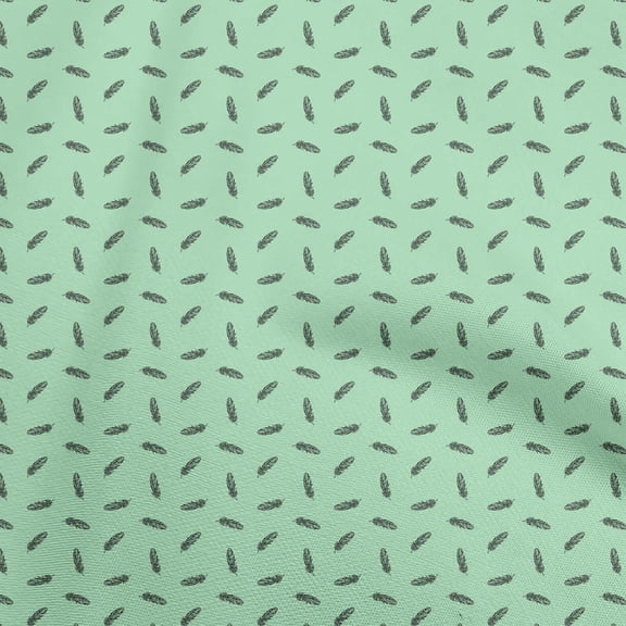 oneOone Velvet Mint Green Fabric Retro Feather Diy Clothing Quilting Fabric Print Fabric By Yard 58 Inch Wide