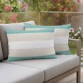 thumbnail image 4 of Pack of 2 Outdoor Pillow Covers 20x12 Inch Waterproof Turquoise Beige Stripe Throw Pillow Covers,Decorative Couch Pillow Case Sham Modern Art Horizontal Striped Patio Garden Pillowcases Cushion Cover, 4 of 8