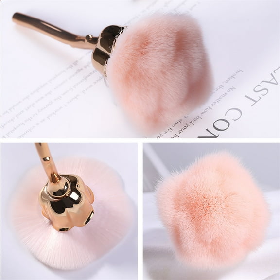 Tkrady Pink Rose Soft Brush Acrylic Nail Arts Manicure Dust Cleaner Brush Apply glitter powders, remove dust, brush blusher, makeup brush