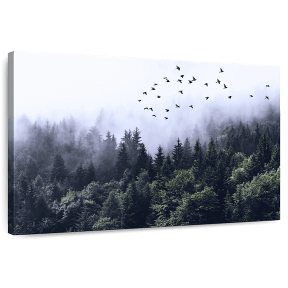 Elephant Stock Calming Forestscape Wall Art - Horizontal Canvas Wall Art - Living Room Wall Decor - Wellness Canvas - Brown And Gray Decor - 12" x 8"