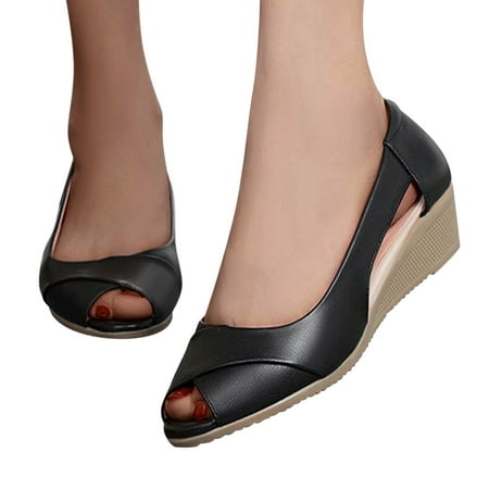 

Oyedens Wedge Dress Shoes for Women Ladies Cutout Fashion Casual Peep Toe Work Pump Walking Shoes