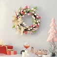 thumbnail image 4 of Spring Tulip Wreath for Front Door, Easter Decoration with Pink Red White Artificial Flowers And Burlap Bow, 4 of 7