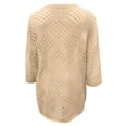 thumbnail image 6 of Women's Plus Size Summer Lightweight Casual Batwing Sleeve Lace Hollow Out Oversized Slouchy Soft Comfortable Breathable Elegant Knit Pullover Sweater Cardigan Tunic Top(Khaki,XXL), 6 of 6