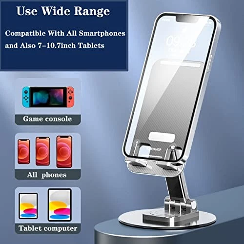RHEA- Foldable Phone Stand For Desk -Portable 360 Degree Rotation Height White