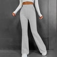 thumbnail image 5 of Women's High Waisted Casual Solid Color Pocket Pants Trousers Slacks Elastic Waistband Stretchy Flowy Soft Lounge Wear Work Office Travel Essentials | Aestivo,Gray L, 5 of 9