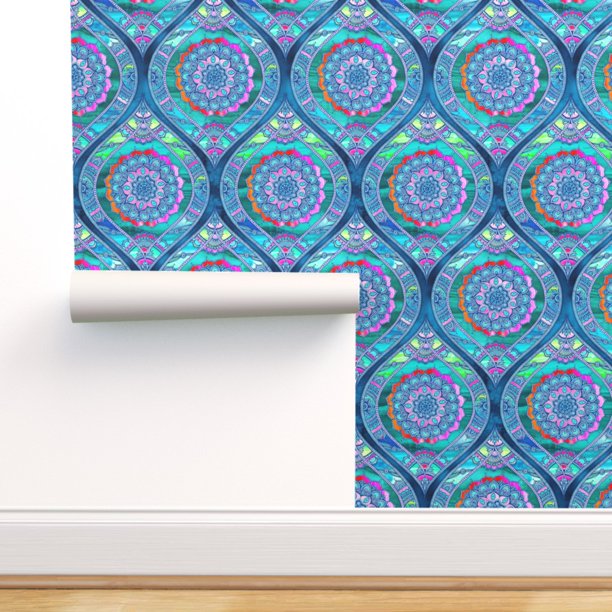 Peel & Stick Wallpaper Swatch Boho Color Play Small Bohemian Mandala