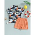 thumbnail image 4 of GXFC Toddler Boys Summer Shorts Outfits Kids Boys Short Sleeve Watermelon Print Lapel Shirt Top+Elastic Short Pants Set Casual Clothes 2Pcs 18M-5T, 4 of 9