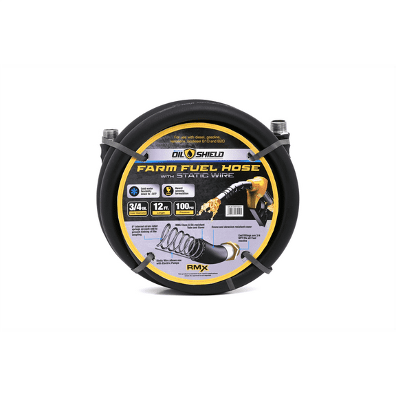 BluBird OilShield 3/4" Fuel Transfer Hose with MNPT Fittings for Gasoline, Diesel, Biodiesel and Kerosene - 12 Feet