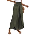 thumbnail image 2 of Womens High Side Split Wide Leg Long Pants Green L, 2 of 9