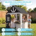 thumbnail image 6 of AiKidKit Kids Outdoor Playhouse, Wooden Playhouse with Play Kitchen, Working Doorbell, Bird Cage, Pet Door, Backyard Casa de CampañA Para NiñOs Country Style, Black & White, 6 of 13