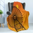 thumbnail image 4 of Ferris Wheel Soft Flannel Fleece Throw Blanket, Silhouette Cityscape at Sunset with Ferris Wheel in Shadow, Cozy Plush for Indoor and Outdoor Use, 70" x 90", Burnt Orange Orange, by Ambesonne, 4 of 5