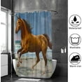 thumbnail image 4 of Coolnut Shower Curtain Set with Hooks Chestnut Horse Galloping On Shore Polyester Waterproof Bath Curtain 60" x 72", 4 of 6