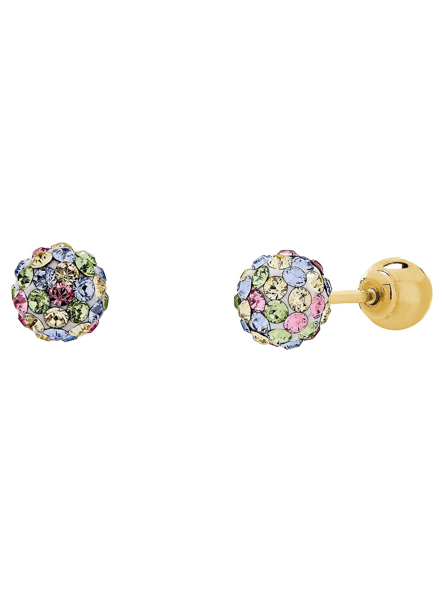 Brilliance Fine Jewelry Girls' Pastel Crystals 4.8MM Ball Earrings in 10K Yellow Gold - image 4 of 4