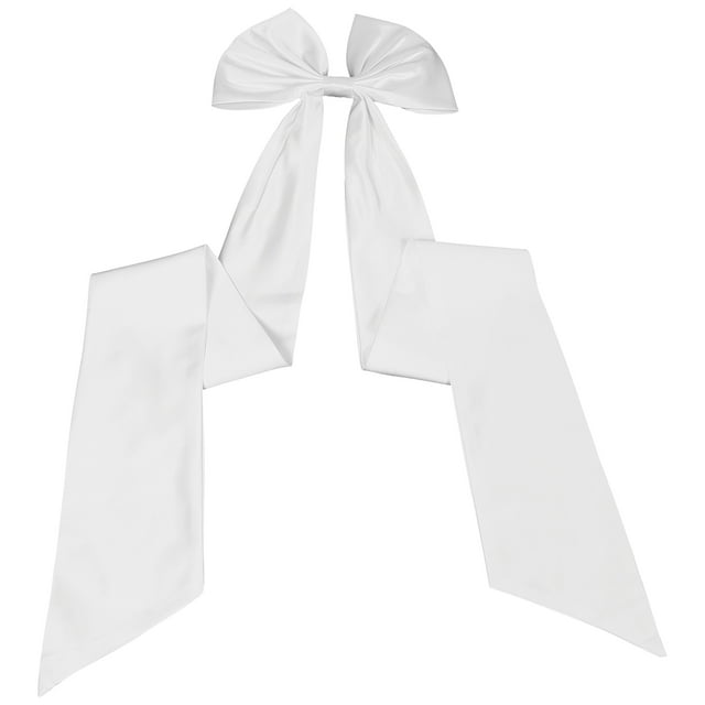 unbranded Detachable White Satin Bow Train Wedding Dress Accessory with Long Decorative Bow Design