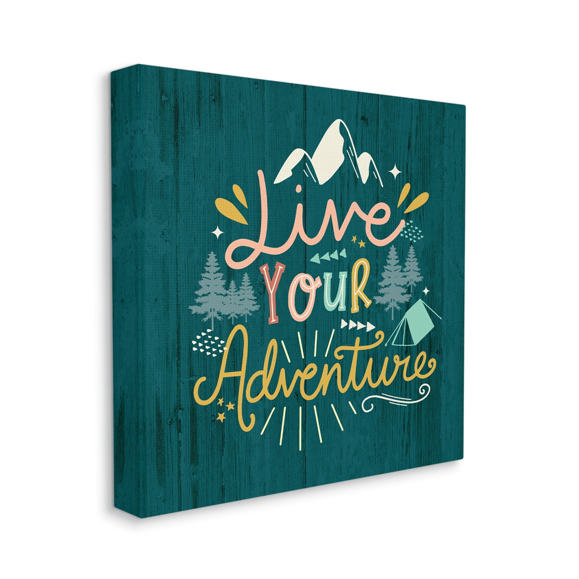 Stupell Industries Live Your Adventure Ornamented Outdoor Nature Rustic Background,24 x 24, Design by Louise Allen Designs