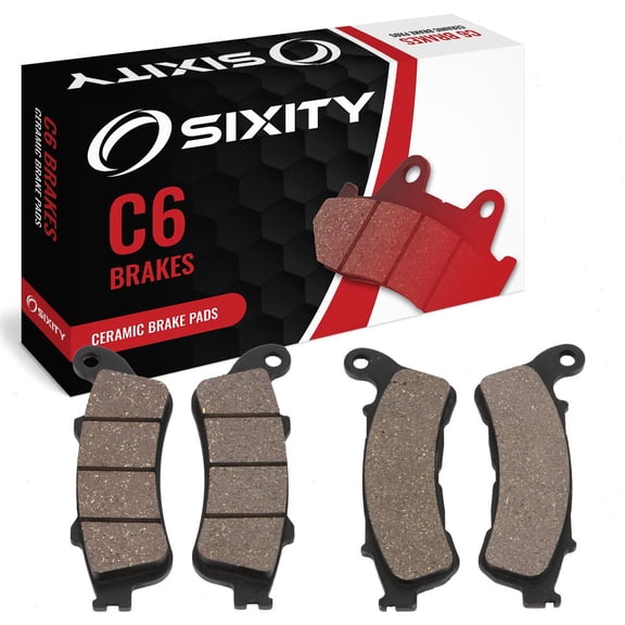 Sixity C6 Front Rear Ceramic Brake Pads compatible with Honda VT1300CTA Interstate ABS 2011-2015 Complete Set