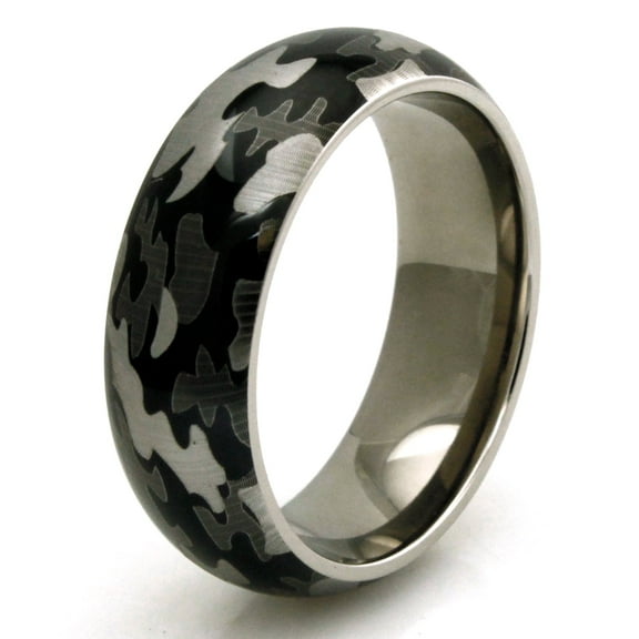 Titanium Shades of Gray Camouflage Wedding Band Ring