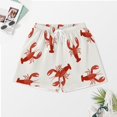 thumbnail image 3 of PRIYAL Pajama Sets for Womens Crawfish Pattern Satin Silk Short Sleeve Shirts And Pants Set, 3 of 5